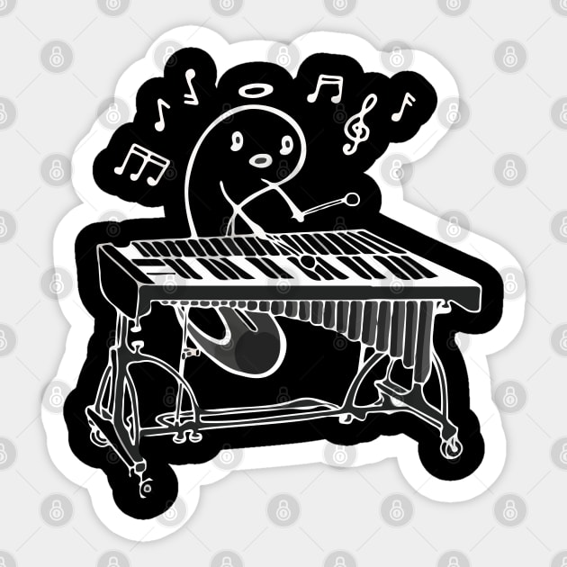 Angelic Tadpole Playing Vibraphone In Love with Music (Vibraphonist Melody) Mallet Percussion Instrument Sticker by Mochabonk